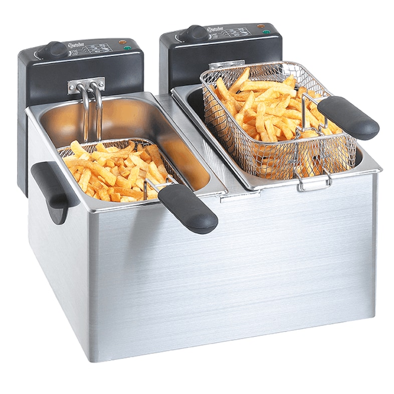 Freidora doble de acero inoxidable 2 x 4 Litros, 4400 W, 220 V - MONO