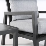 thumbnail of Conjunto de jardín relax, 2 sillones reclinables + 2 reposapiés + mesita auxiliar, Aluminio reforzado color antracita, Cojines color gris