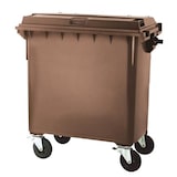 thumbnail of Contenedor para desperdicios con tapa plana y ruedas. Marron 800l.