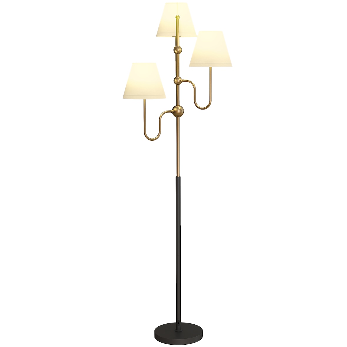 HOMCOM Lampada da Terra 3 Punti Luce e Interruttore a Pedale Oro