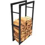 thumbnail of MAbelo Kaminholzregal Brennholzregal aus Stahl 100x60x25 cm Feuerfest Kaminholzständer, Feuerholzregal Stapelhilfe Innen und Aussen, Schwarz