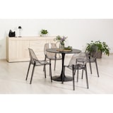 thumbnail of Mesa redonda de interior, diámetro 90cm, para 4 personas, tablero MDF efecto madera, estructura metálica, para cocina, comedor, oficina –Orlando–Negro