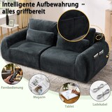 thumbnail of Merax 2-Sitzer Sofa mit USB-Ladeanschluss & Seitentasche, hochfedernder Schaumstoff, Samt, Grau