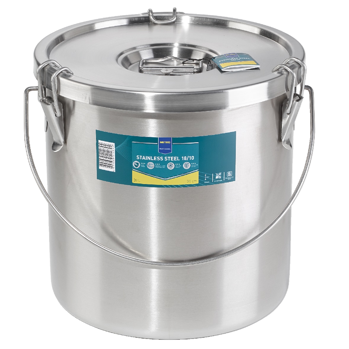 METRO Professional Lebensmittel Container, Edelstahl, Ø 30 x 17 cm, 10 L, silber