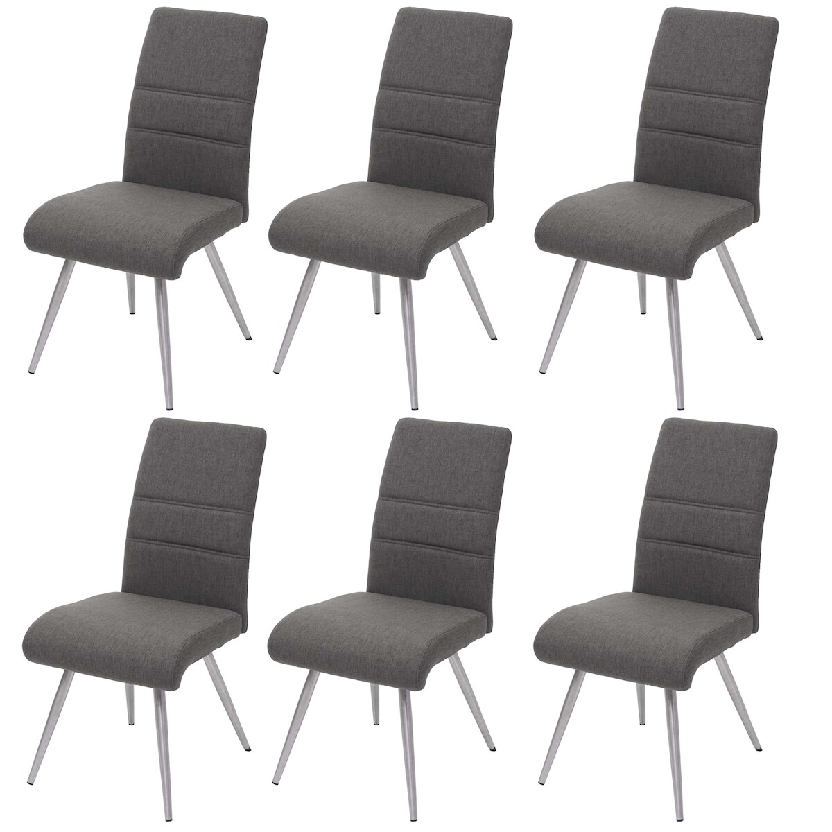 Décoshop26 - Set aus 6 Küchen-/Esszimmerstühlen mit Stoff-/Textilbezug dekorativen graubraunen Ziernähten und Stahlrahmen 04_0000856 04_0000856