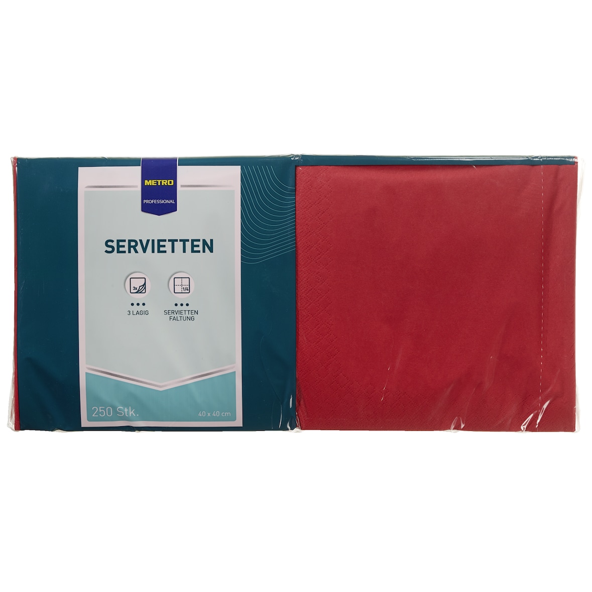 METRO Professional Servietten, 40 x 40 cm, 3-lagig, bordeaux, 250 Stück