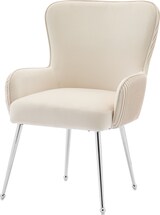 thumbnail of Esszimmerstuhl 2er Set Samt Beige mit Armlehnen Lendenstütze verstellbaren Füßen Metallbeine komfortabel 83x57x53 cm