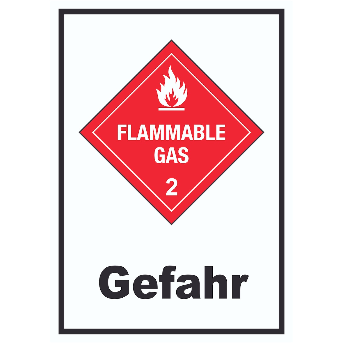 Schild Entzündliche Gase Gefahr Flammable Gas Flamme hochkant A1 (594x841mm)