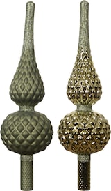 thumbnail of 1 Christbaumspitze Glas 30,5cm matt glänzend sortiert Weihnachtsbaumspitze Glitzerdekor Relief Christbaumschmuck Weihnachtsbaumschmuck Rosmarin