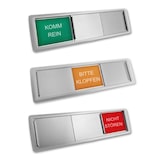 thumbnail of CombiCraft Schiebeschild 'Komm rein/Bitte klopfen/Nichtstören' in einem silberfarbenen Kunststoffschiebeprofil ca. 178x50mm - Pro Stück