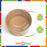 thumbnail of DayBays 1200 Stk. Salatschalen 750 ml Salatbox Kombi 148x129x60 mm mit Deckel Kraft Braun Rund