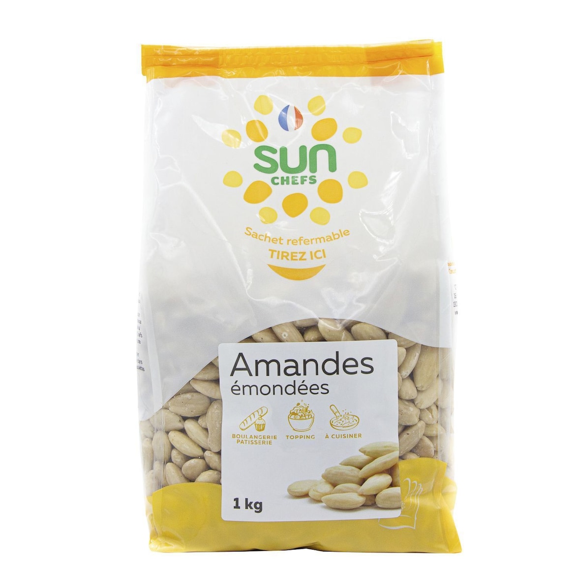 Amandes émondées en sachet de 1kg Sun Chefs