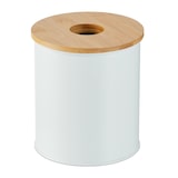 thumbnail of Relaxdays Kosmetikeimer, 2 Liter, Bambusdeckel mit Loch, runder Badmülleimer, Mülleimer für Bad & Schminktisch, weiß