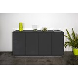 thumbnail of Dmora Kommode Virgilio, Küchen-Sideboard mit 4 Türen, Wohnzimmer-Buffet, 100% Made in Italy, cm 180x41h86, Anthrazit glänzend