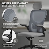thumbnail of ML-Design Bürostuhl ergonomisch Grau, Mesh, Kopfstütze, Armlehnen, Lendenstütze, Wippfunktion, Drehstuhl mit Rollen, Computerstuhl Chefsessel