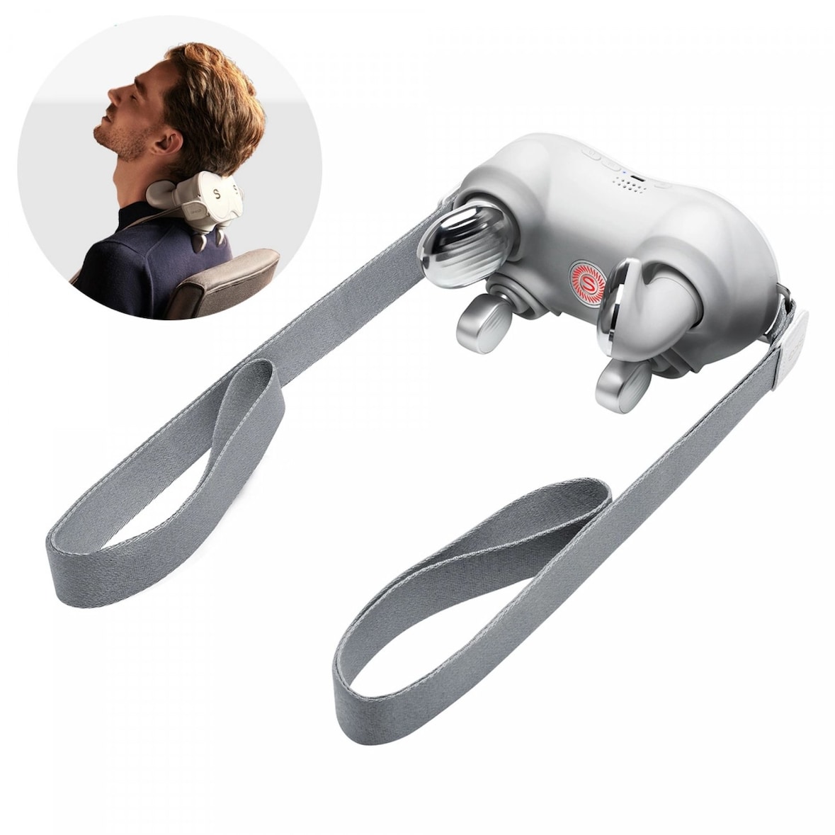 H7-E Nackenmassagegerät mit Kompresse und Rotlicht – Weiß