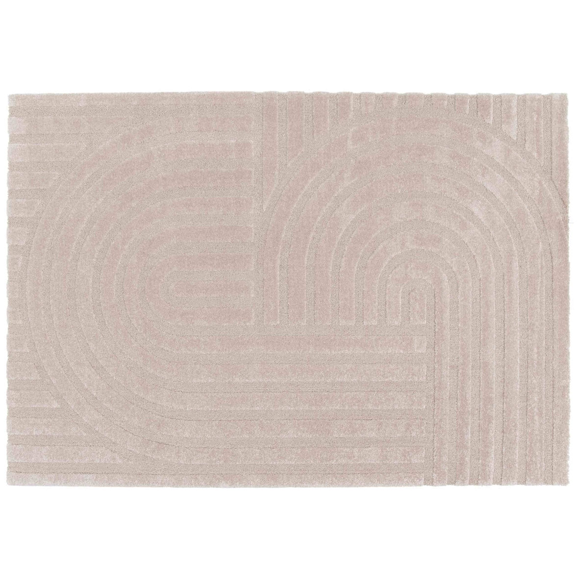 Tapis rectangulaire à poils ras motif contemporain beige 160 x 230 cm - Oviala