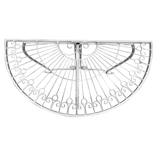 Beistelltisch Metalltisch Garten Vintage Style halbrund klappbar antik-weiß : antik weiß