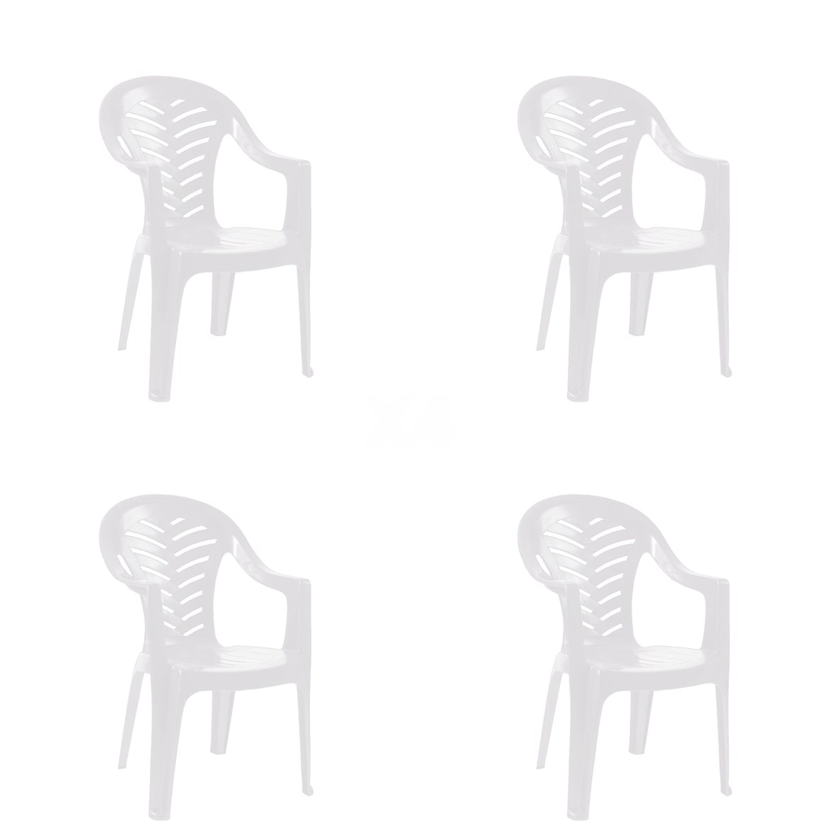 garbar PALMA Set 4 Silla Con Brazos Interior, Exterior Blanco