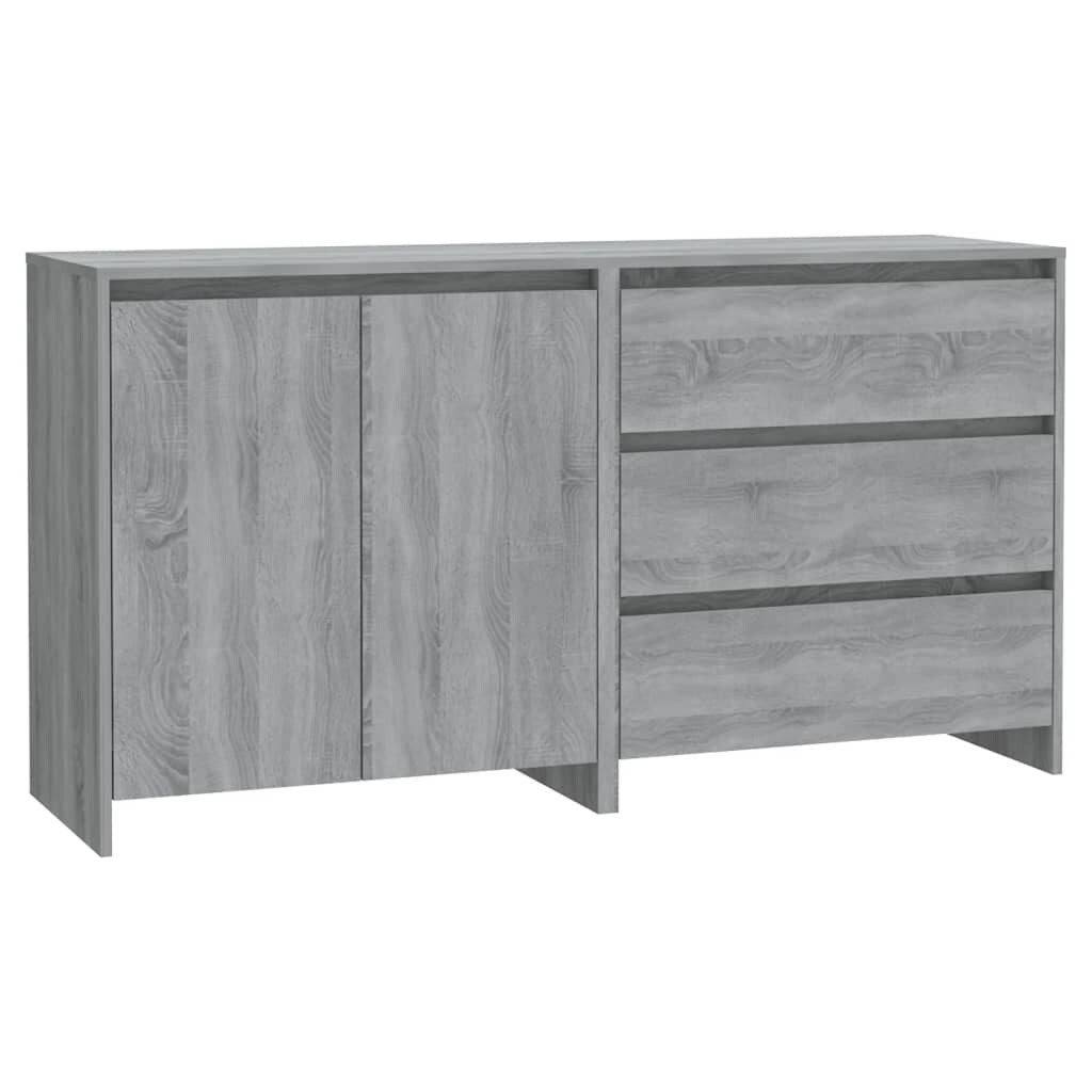 Helloshop26 - Aparador cómoda armario mueble de almacenaje organizador cocina salón juego de 2 madera de ingeniería Sonoma gris 02_0036980