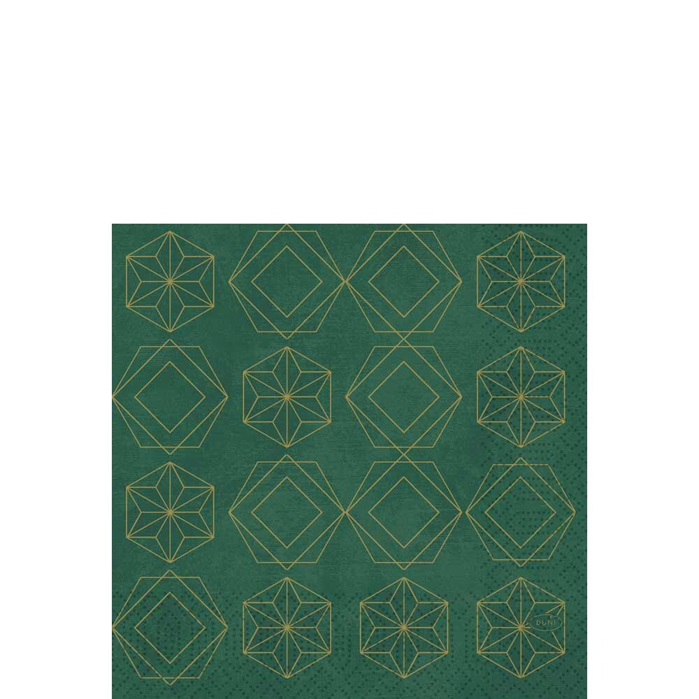 DUNI Zelltuch Serviette 33x33cm 1/4F. Gilded Star green