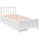 thumbnail of Merax Stauraumbett Einzelbett Holzbett 90x200 aus Kiefernholz & MDF mit 2 Schubladen & Lattenrost für Schlafzimmer Weiß