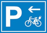 thumbnail of E-Bike Elektrorad Parkplatz mit Richtungspfeil links Schild waagerecht A1 (594x841mm)