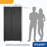 thumbnail of Exquisit Side-by-Side-Kühlschrank, Kühl-Gefrierkombination, NoFrost, Schnellgefrieren, 4-Sterne-Gefrieren, LED-Display, SBS46-040E inoxlook-az