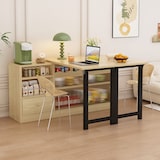 thumbnail of Klappbarer Esstisch Sideboard ausziehbar Schwarz+Holz 75x120x40 cm mit Stauraum, Schublade und Glasschiebetür, platzsparend und vielseitig