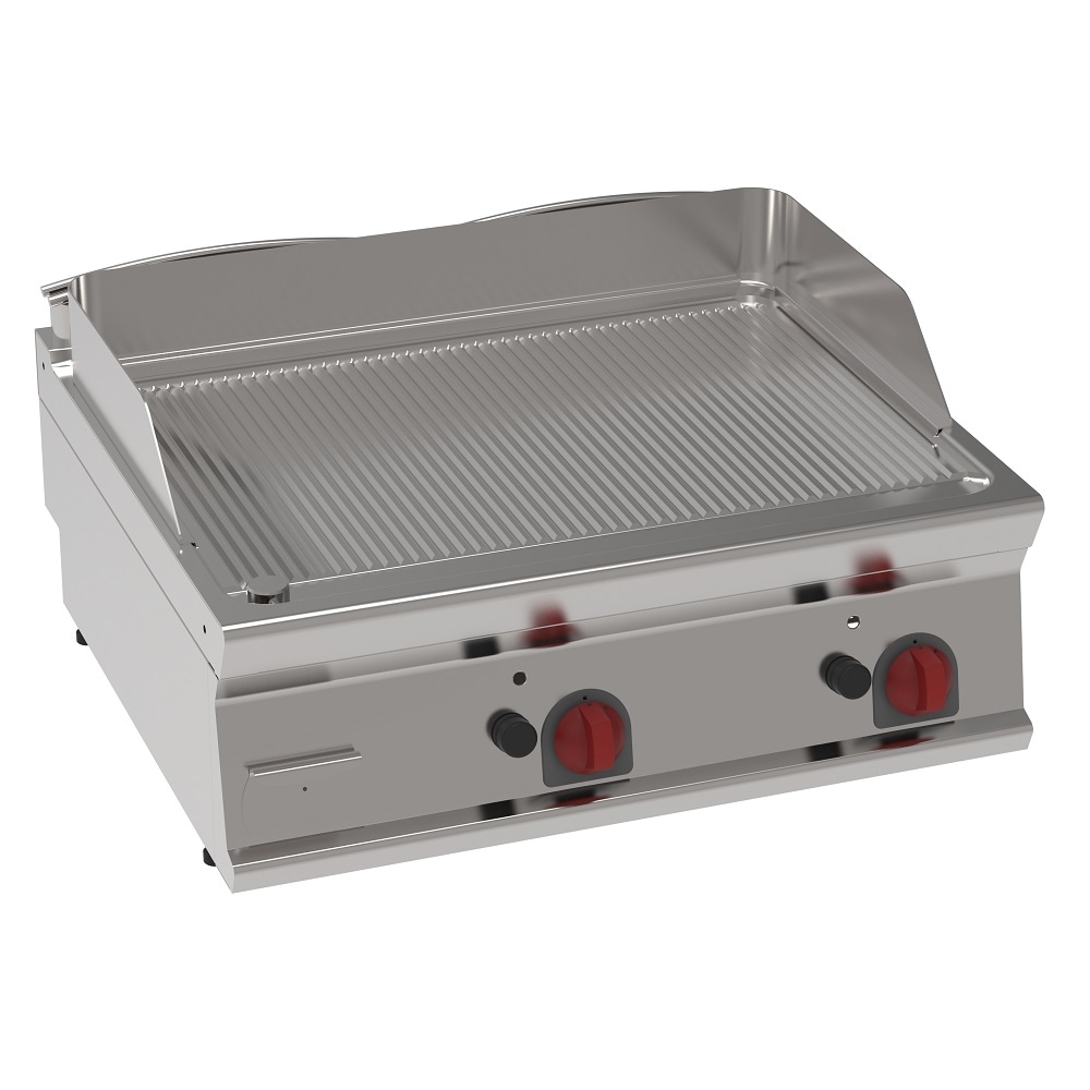 EURAST - Platte-frytop fe 15 mm gas geriffelt tischmodell - 800x700x280 mm - 14 Kw - 36040317