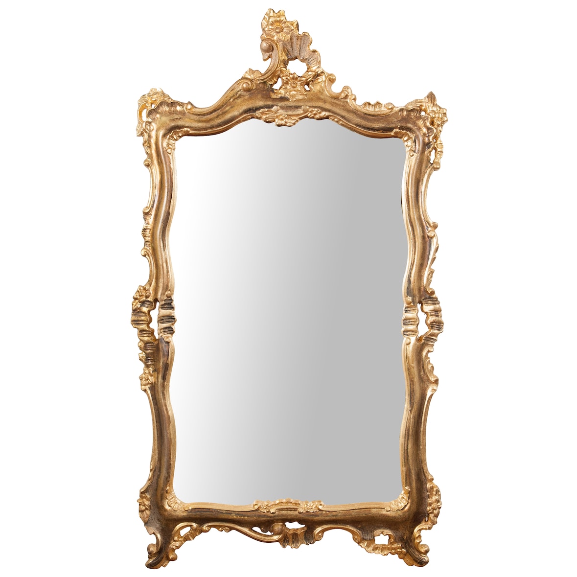 Biscottini Wandspiegel 66x7x118 cm – Rechteckiger Badezimmerspiegel – Wandspiegel aus oxidiertem Gold mit Holzrahmen – Wandspiegel Made in Italy