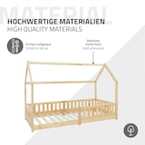 thumbnail of ML-Design Kinderbett 90x200 cm Natur mit Rausfallschutz, Dach & Lattenrost, Hausbett aus massivem Kiefernholz, Kinderhaus Bodenbett Spielbett