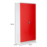 thumbnail of PROREGAL Stahlschrank BEE mit 7 lackierten Fachböden | HxBxT 195x92x50cm | Grau-Rot | Werkstattschrank Werkzeugschrank Aktenschrank Universalschrank