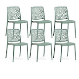 thumbnail of Set 6 Chaises Empilables en Polypropylène avec fibre de verre pour Jardin ou intérieur, hydrofuges et résistantes, design moderne - SOLE - Sauge