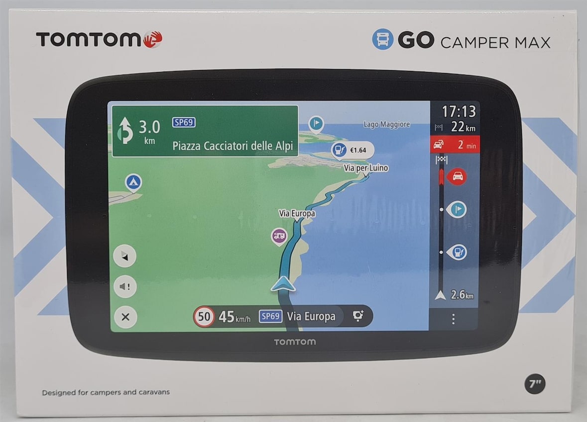 TomTom GO Camper Max Camping Navigationsgerät 17,78 cm (7 Zoll) Display, Sonderziele für Wohnmobile und Wohnwagen, Karten-Updates Welt, TomTom Traffic