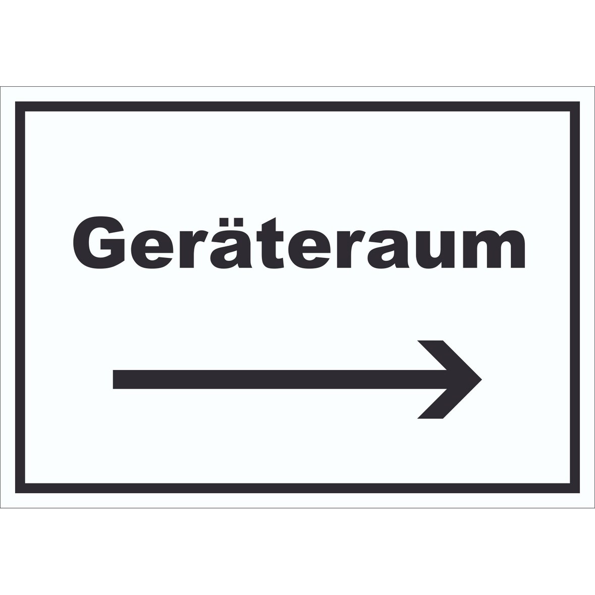 Geräteraum Schild mit Text und Richtungspfeil rechts Schuppen waagerecht A0 (841x1189mm)