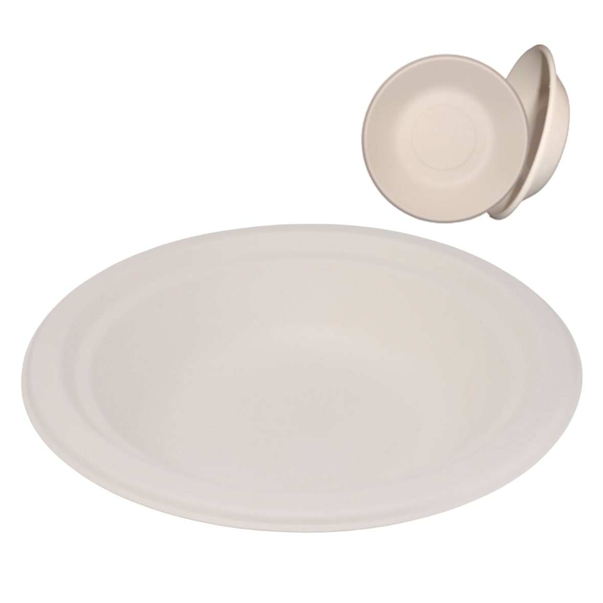 Bio Teller, tief Suppenteller Menüteller , Ø 18 cm, kompostierbar 400 ml  1000 Stück