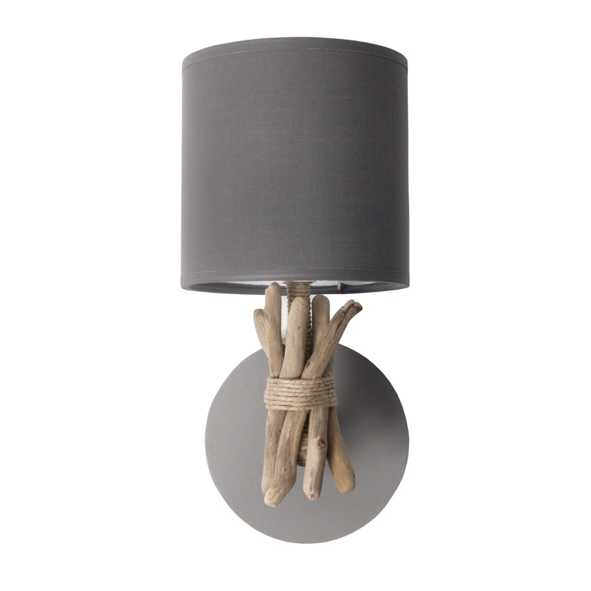 Lampe applique murale artisanale en bois flotté naturel - Fabriquée à la main en France Cendre