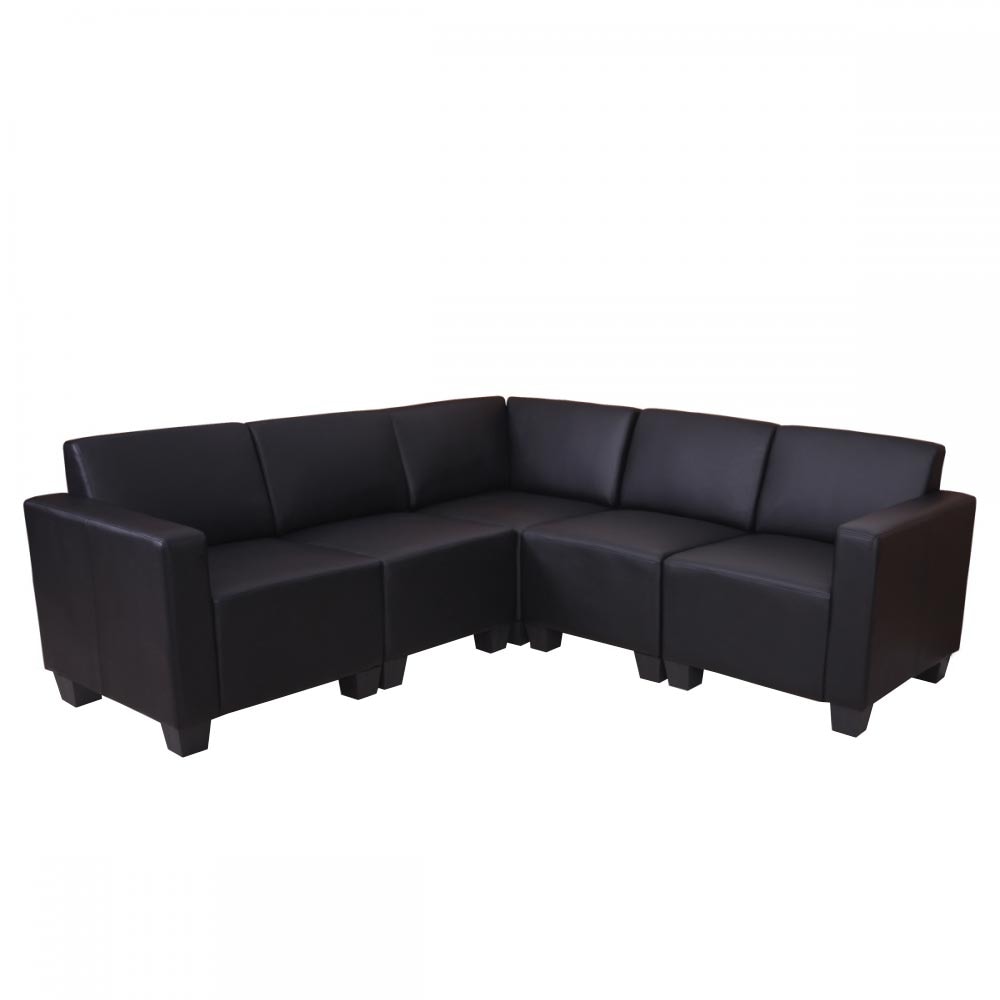 Modular Sofa-System Couch-Garnitur Lyon 5, Kunstleder ~ schwarz