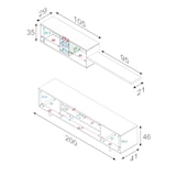 thumbnail of Dmora Parete attrezzata Hartford, Mobile da soggiorno porta TV, Composizione set salotto, Set salotto con pensile, 260x41h46 cm, Bianco lucido