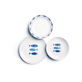 thumbnail of Excelsa service 18 assiettes Ocean porcelain blanc et bleu
