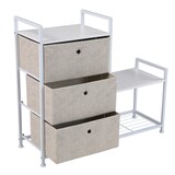 thumbnail of RUNA 3-Schubladen-Regal Universales Regalsystem aus Metall mit Vliesstoffschubladen Weiß/Beige