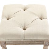 thumbnail of HOMCOM reposapiés de salón taburete bajo vintage otomana con asiento capitoné y patas talladas de madera para recibidor dormitorio 40x40x43 cm beige