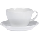 thumbnail of 6 x Milchkaffee-Tasse BISTRO, Inhalt: 0,4 ltr., mit Untertasse, aus Porzellan, UNI WEISS, Henkelform rund, Höhe: 7,6 cm