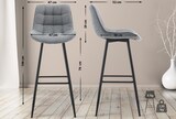 thumbnail of DELUKE® Barhocker 2er Set SYDNEY - Grau, Stoff | Barhocker mit Lehne Barstuhl Tresenhocker Tresenstuhl Kneipenhocker Kneipenstuhl