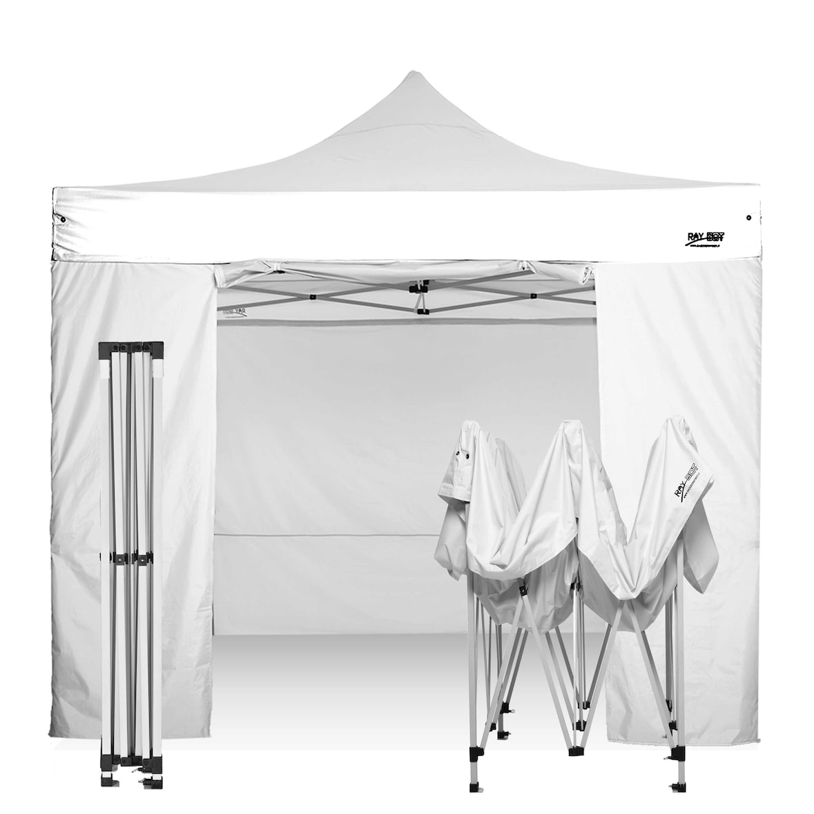 RAY BOT Gazebo pieghevole 3x3 bianco gambo 40x40 con laterali. PVC 350g