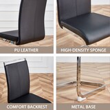 thumbnail of Freischwinger Stuhl Set 4 Schwarz 100x54x42 cm mit Kunstleder Bezug verchromtem Metallgestell Griffloch hoher Lehne und 120 kg Belastbarkeit