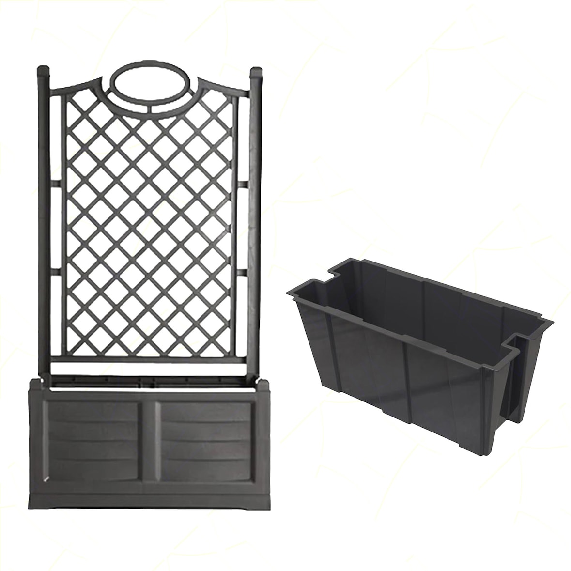 Fioriera Separé con Spalliera Colore Ferro Battuto con Fioriera Interna, Facile da Montare Resistente UV – Divisorio per Giardini Terrazze Balconi