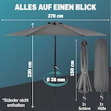 thumbnail of Kingsleeve Sonnenschirm halbrund 2,7m UV-Schutz 80+ Abdeckung anthrazit