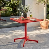 thumbnail of Quadratischer Bistro-Gartentisch mit roter Klappplatte